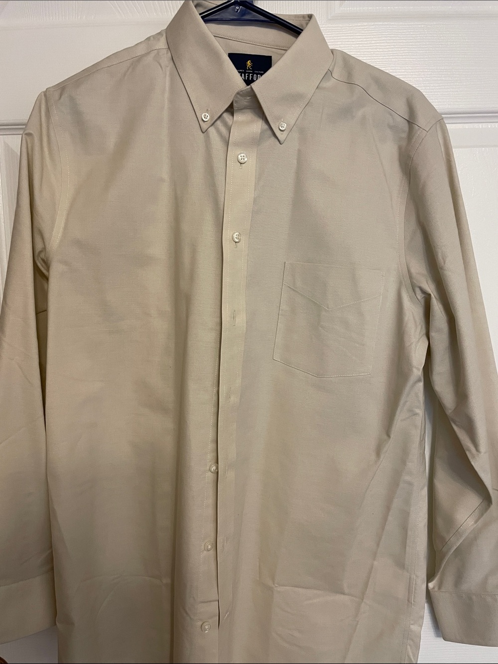 Stafford Men's Button-Down Long Sleeve Shirt - Tan / Beige